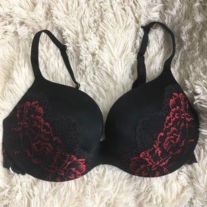 La Senza Body Kiss Black/Red Lace Push Up Bra